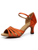 Lateinamerikanische Tänze Sandalen Orange Bänder Satin Heels für Frauen