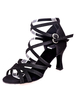 Lateinamerikanische Tänze schwarz Sandalen Straps Glitter Heels für Frauen