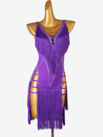 Lateinische Tanzkleider Violettes Damen-Lycra-Spandex-Kleid Tanzkostüm