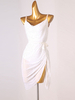 Lateinische Tanzkleider weiße Frauen Strass zurücklist bodycon sexy Polyester Kleidertanz Verschleiß