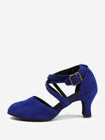 Lateinische Tanzschuhe Blaue runde Zehenpartie Gesellschaftstanzschuhe