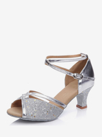 Lateinische Tanzschuhe rosafarbene runde Zehenschnalle Ballsaal-Tanzschuhe