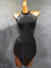 Latin Dance Costume Black Damen Fransen Rüschen Bodycon Sexy Polyester Kleid Tanzen Tragen