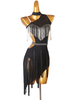Latin Dance Costume Black Damen Strasssteine u200bu200bFransen Backless Bodycon Sexy Polyester Kleid Tanzen Kostüm