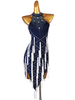 Latin Dance Kleider Deep Blue Damen Lycra Spandex Kleid Latin Dancer Tanzkleidung
