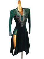 Latin Dance Kleider Dunkelgrün Damen Lycra Spandex Kleid Latin Dancer Tanzkleidung