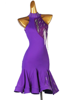 Latin Dance Kleider Lila Damen Lycra Spandex Kleid Tanzkostüm