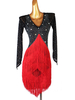 Latin Dance Kleider Schwarz Rot Lycra Spandex Kleid Latin Dancer Dancing Dress