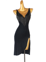 Latin Dance Kleider Schwarzes Damen-Polyesterkleid Sexy Latin Dancer Dancing Wear