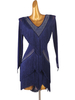 Latin Dance Kostüm Blau Damen Strasssteine Bodycon Sexy Polyester Kleid Tanzkleidung