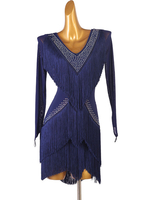 Latin Dance Kostüm Blau Damen Strasssteine Bodycon Sexy Polyester Kleid Tanzkleidung