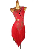 Latin Dance Kostüm Rot Damen Lycra Spandex Kleid Latin Dancer Tanzkleidung