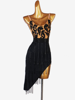 Latin Dance Kostüm Schwarz Damen Lycra Spandex Kleid Tanzkleidung