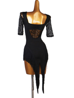 Latin Dance Kostüm Schwarz Damen Set Lycra Spandex Dress Dancing Kostüm