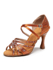 Latin Dance Schuhe Kaffee Braun Peep Toe Strass Ballroom Dance Schuhe