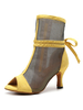 Latin Dance Schuhe Mesh Upper Yellow Peep Toe Bows Gesellschaftstanz Stiefel