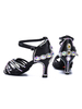 Latin Dance Schuhe Satin Schwarz Open Toe Strass Performance Ballroom Dance Schuhe