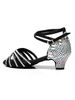 Latin Dance Schuhe Schwarz Open Toe Ballroom Dance Schuhe mit Strass