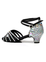 Latin Dance Schuhe Schwarz Open Toe Ballroom Dance Schuhe mit Strass