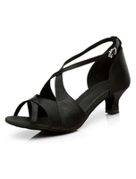 Latin tanz Sandalen 2021 Schwarz Peep Toe Criss Cross Salsa Tanzschuhe Satin Ballroom Schuhe für Frauen