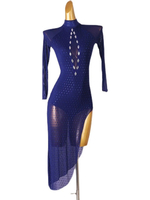 Latin Tanzkleider Dark Navy Damen Strasssteine u200bu200bBodycon Sexy Polyester Kleid Tanzenkleidung