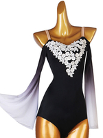 Latin Tanzkleider Schwarze Frauen Blumen Bodycon Sexy Polyester Kleid Tanzen Tragen