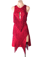 Latin Tanzkostüm Burgunder Frauen Polyester Kleid zurückless sexy Randvert als Latin Tänzer Tanzkleidung