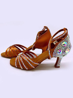 Latin Tanzschuhe Schwarz Open Toe Strass Ballsaal Tanzschuhe