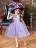 Lavendel Blumenmädchenkleider Jewel Neck Baumwollmischung Ärmellose Prinzessin Silhouette Pailletten Knielange Kinder Social Party Kleider