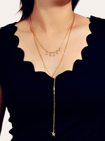 Layered Chain Halsketten Gold Star Anhänger Y Halskette