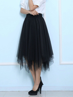 Layered Tüll Midi-Rock Solid Color a-Linie Rock