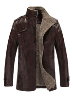Lederjacke für Herren a aus mit Stand Collar Lined Stehkragen