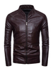 Lederjacke für Herren Casual Moto Herbst Polyurethan Burgund Stilvolle Lederjacke