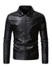 Lederjacke für Herren Casual Moto Herbst PU Leder Schwarz Fashion Jacke
