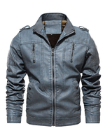 Lederjacke für Herren Simple Layered Zipper Windbreaker Stylish Spring Dazzling Blue
