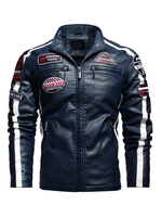 Lederjacke für Mann Chic Words Drucken Windjacke Winter Cool Blue Mantel