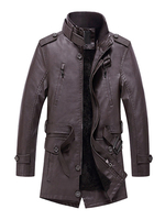 Lederjacke für Männer Lange PU-Jacke mit Reißverschluss