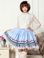 Leichte blaue Lace gedruckt aus Polyester Lolita Rock für Mädchen