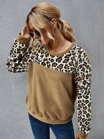 Leopard Hoodie für Frauen Langarm Flanell Hooded Sweatshirt
