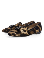 Leopard Loafers Männer Quaste Loafer Schuhe Pferdehaar Runde Kappe Slip On Schuhe Kleid Schuhe