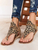 Leopard Summer Boots Flache Sandalen aus Wildleder mit offenem Zehenmuster