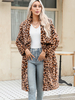 Leoparden-Kunstpelzmäntel mit Schalkragen umweltfreundliche lange Winterjacke für Frauen 2025