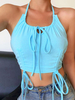 Light Sky Blue Cami Top Träger Hals Baumwolle Mischung Casual Frauen Camis