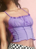 Lila Cami Top Straps Neck Sexy Offene Schulter Ärmellos Lycra Spandex Camis Für Frauen