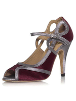 Lila Damen Tanzschuhe mit Peeptoe-Vorderteilen und Pfennigabsätzen