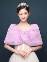 Lila Hochzeit Schal Kunstpelz Wrap Braut Jacke