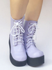 Lila Lolita Stiefel Plattform Schnürschuh süße Lolita Stiefeletten