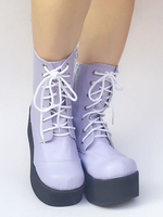 Lila Lolita Stiefel Plattform Schnürschuh süße Lolita Stiefeletten