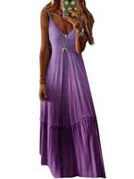 Lila Maxikleider Ombre Ärmellose Träger Hals Slim Fit Langes Sommerkleid
