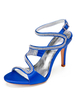 Lila Mutter Schuhe Satin Open Toe Strass Riemchen Hochzeit Schuhe High Heel Sandalen